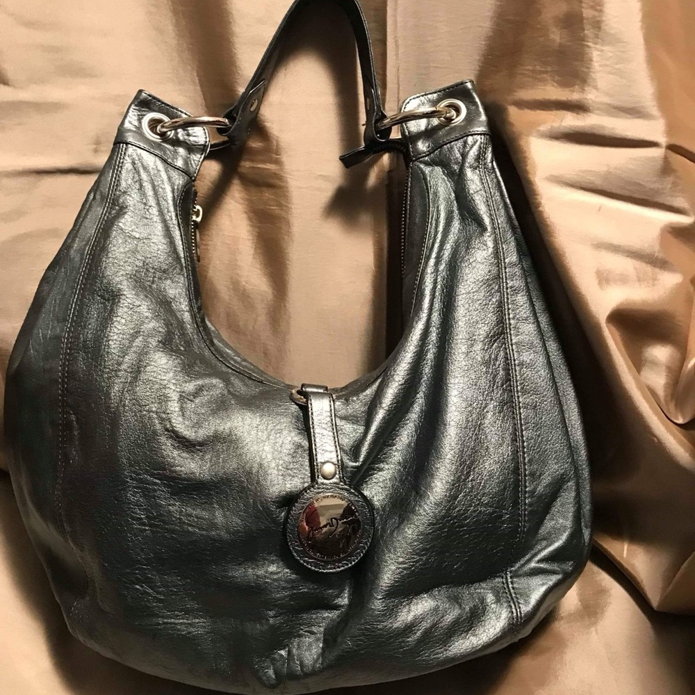 Metallic Leather Hobo Bag